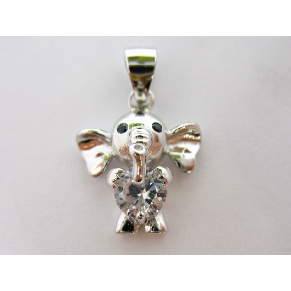 stříbrný Slon se zirkonem