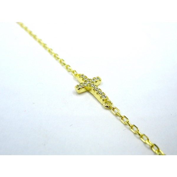 pozlacený náramek s křížkem