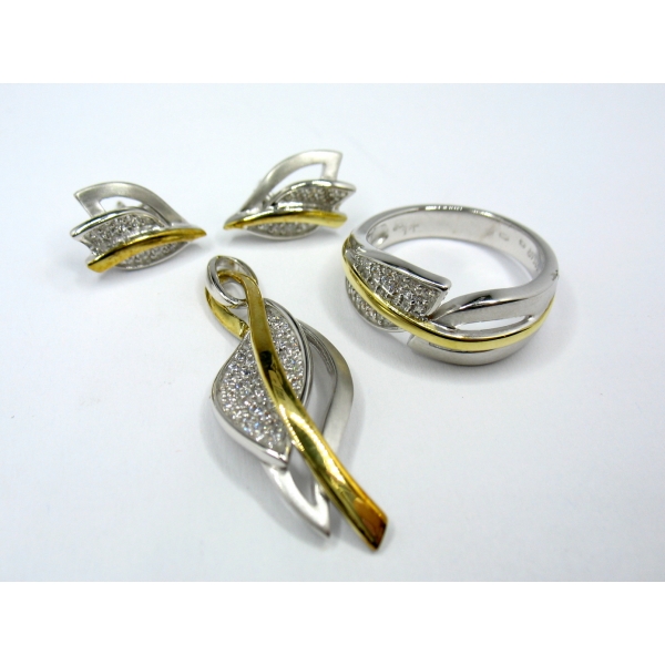 stříbrná sada se zlacením