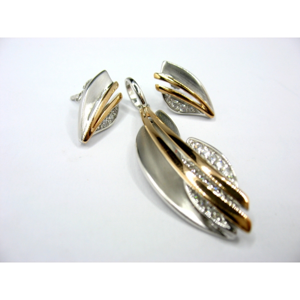 stříbrná souprava se zlacením