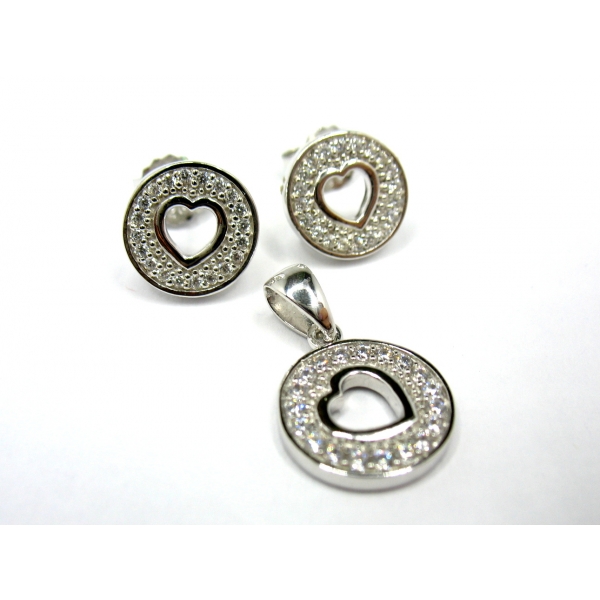 stříbrná Sada se srdíčky