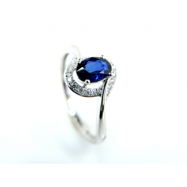 zlatý prsten dia+safír b-40980