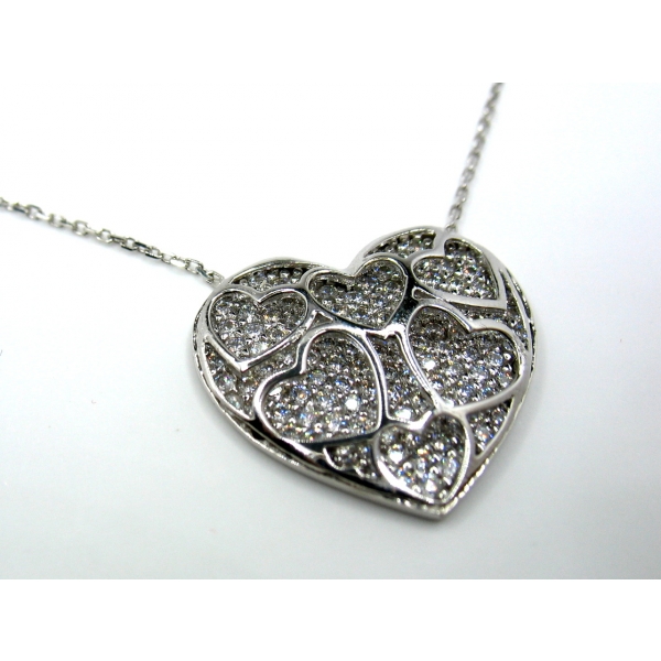 řetízek s přívěškem srdce/zirkony