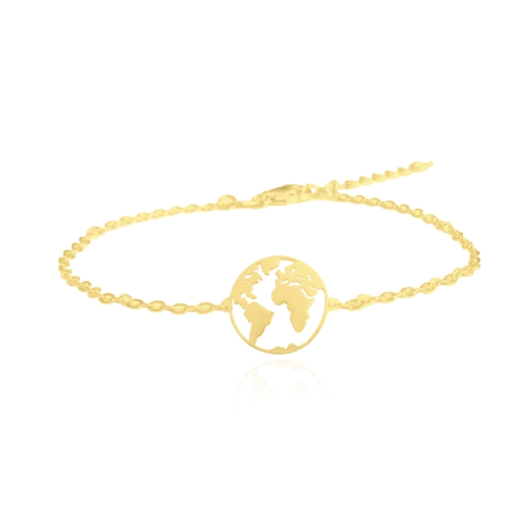 pozlacený náramek zeměkoule