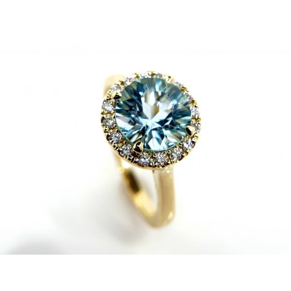 zlatý prsten dia+topaz b-46191