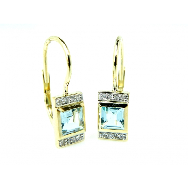 náušnice s brilianty a topazy